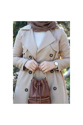 بارانی و بادگیر حجاب طوسی زنانه Relaxed Modaytesettür - کد 345292001