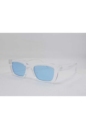 عینک آفتابی آبی زنانه 52 UV400 استخوان مات هندسی کد 345886581