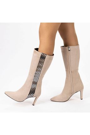 چکمه بژ زنانه چرم مصنوعی MixBrand - کد 346276343