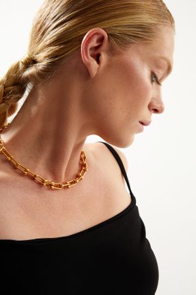 گردنبند جواهر صورتی زنانه روکش طلا کد 346444121