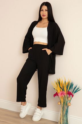 ست بالاتنه و پائین تنه مشکی زنانه بافتنی PULLIMM - کد 347341534
