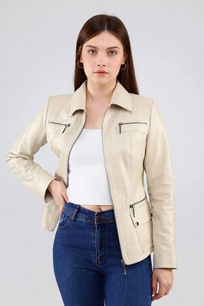 کاپشن بژ زنانه رگولار CE-YIL DERİ ÜRÜNLERİ - کد 346733331
