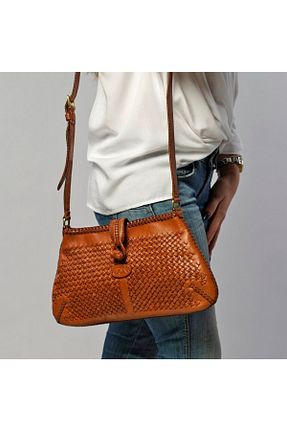 کیف پستچی قهوه ای زنانه چرم خالص Gön - کد 64606582