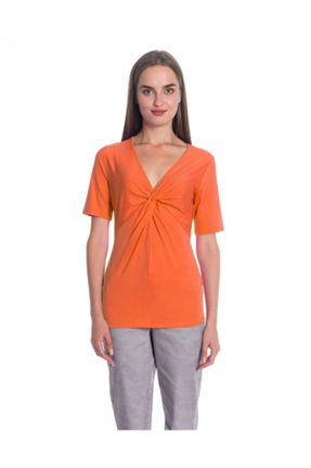 تی شرت نارنجی زنانه یقه هفت کد 69815338