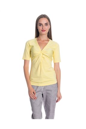 تی شرت زرد زنانه یقه هفت کد 69815477
