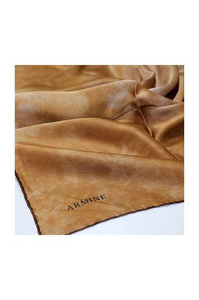 روسری قهوه ای کرپ ساتن ابریشم Armine - کد 39311500