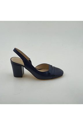 کفش پاشنه بلند کلاسیک سرمه ای زنانه چرم خالص VİNİCCİ AYAKKABI - کد 75120840
