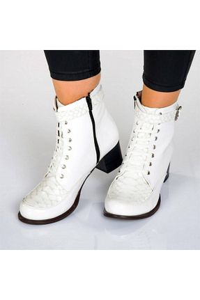 بوت / نیم بوت سفید زنانه چرم خالص Genel Markalar - کد 6734941