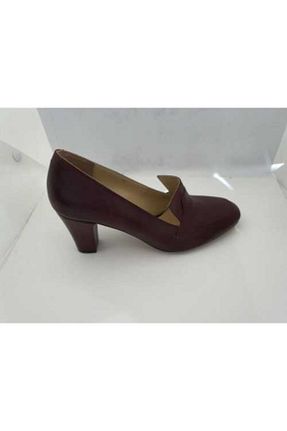کفش پاشنه بلند کلاسیک زرشکی زنانه چرم خالص VİNİCCİ AYAKKABI - کد 52337230