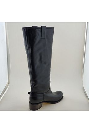چکمه مشکی زنانه چرم خالص VİNİCCİ AYAKKABI - کد 68381595
