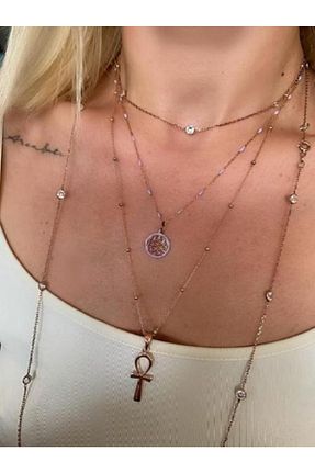 گردنبند نقره صورتی زنانه 925 عیار Shaman İstanbul - کد 54619930