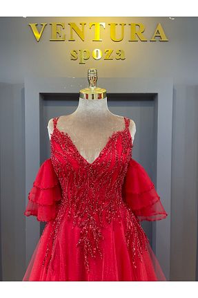 لباس مجلسی و فارغ التحصیلی قرمز زنانه دانتل VENTURA SPOZA - کد 347658966