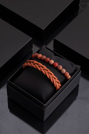 دستبند جواهر قهوه ای مردانه سنگ طبیعی Sortie Aksesuar - کد 347718603