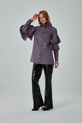 پیراهن طوسی زنانه رگولار Mizalle - کد 347793134