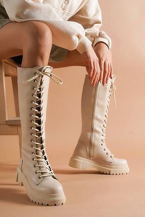 بوت / نیم بوت بژ زنانه پارچه ای MYOSOTİS SHOES - کد 347592752