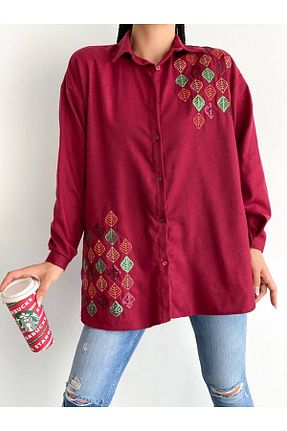 پیراهن زرشکی زنانه رگولار FancyWorld - کد 348222655