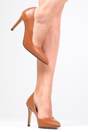 کفش پاشنه بلند کلاسیک قهوه ای زنانه چرم مصنوعی پاشنه نازک پاشنه کوتاه ( 4 - 1 cm ) کد 32170323