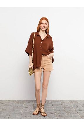 شلوارک و برمودا قهوه ای زنانه مام فیت LC Waikiki - کد 347626722