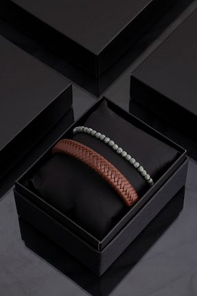 دستبند جواهر قهوه ای مردانه سنگ طبیعی Sortie Aksesuar - کد 347717588