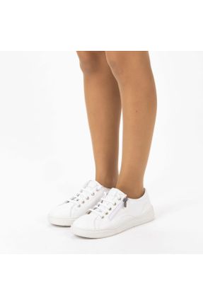 کفش اسنیکر سفید زنانه چرم طبیعی بند دار چرم طبیعی کد 337070314