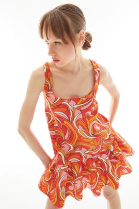 لباس نارنجی زنانه بافتنی پلی استر رگولار کد 347935092