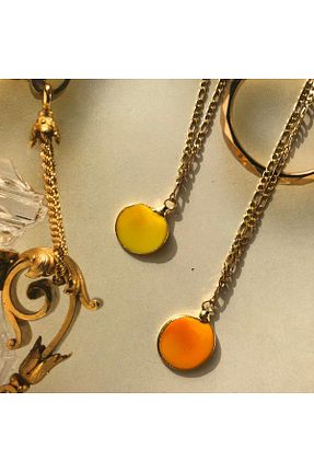 گردنبند جواهر نارنجی زنانه روکش طلا THE NERO DESIGN - کد 86355985