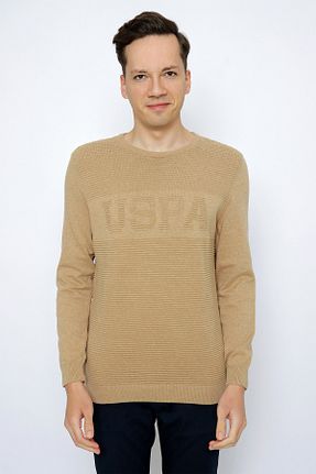 پلیور قهوه ای مردانه طرح دار U.S. Polo Assn. - کد 348825687