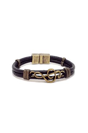 دستبند جواهر مشکی مردانه چرم طبیعی کد 348596402