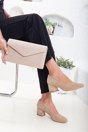 کفش پاشنه بلند کلاسیک بژ زنانه جیر SOFT FASHION - کد 348940666
