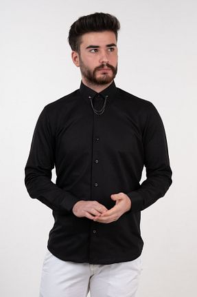 پیراهن مشکی مردانه اسلیم فیت APARTRO - کد 39587455