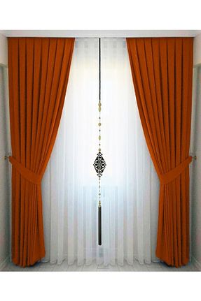 پرده زمینه نارنجی قابل شستشو TülEvi - کد 348471007