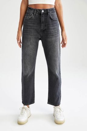 شلوار جین مشکی زنانه فاق بلند پنبه (نخی) کد 150163536