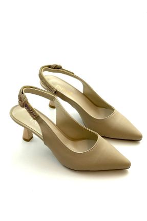کفش پاشنه بلند کلاسیک بژ زنانه پاشنه نازک پاشنه متوسط ( 5 - 9 cm ) کد 348909817