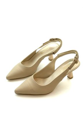 کفش پاشنه بلند کلاسیک بژ زنانه پاشنه نازک پاشنه متوسط ( 5 - 9 cm ) کد 348909817