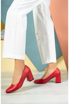کفش پاشنه بلند کلاسیک قرمز زنانه جیر پاشنه ضخیم پاشنه متوسط ( 5 - 9 cm ) کد 347881284