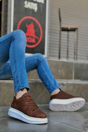 کفش اسنیکر قهوه ای مردانه بند دار Genel Markalar - کد 349144903