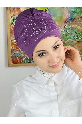روسری بنفش کرپ BUTİKAMBAR - کد 349504077