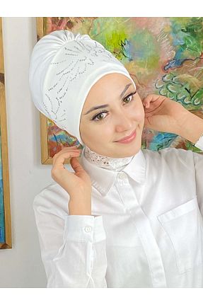 روسری سفید کرپ BUTİKAMBAR - کد 349514989