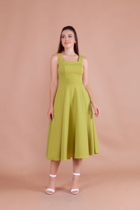 لباس سبز زنانه بافتنی پنبه - پلی استر گلوژ کد 350333946