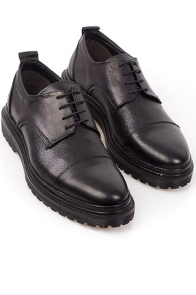 کفش کلاسیک مشکی مردانه چرم طبیعی پاشنه کوتاه ( 4 - 1 cm ) پاشنه ساده کد 350057253