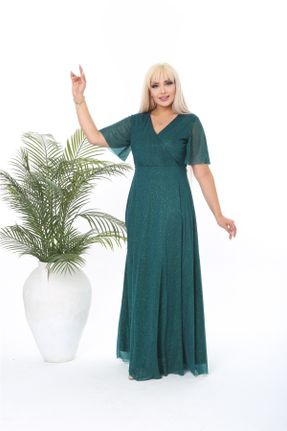 لباس مجلسی سایز بزرگ سبز زنانه رگولار کد 350211326