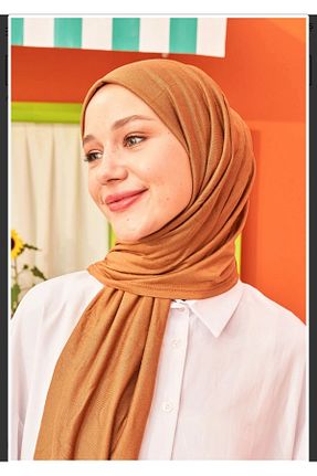 شال قهوه ای زنانه پنبه پلی استر Modakaşmir - کد 350343868