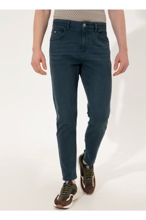 شلوار جین سبز مردانه پاچه رگولار فاق بلند ساده استاندارد کد 350844944
