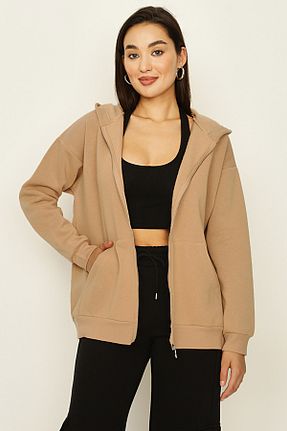 سوئیشرت قهوه ای زنانه ساده Select Moda - کد 349294603