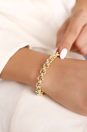دستبند نقره طلائی زنانه کد 349226364