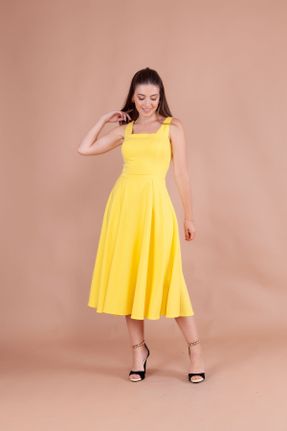 لباس زرد زنانه بافتنی پنبه - پلی استر گلوژ کد 350327894
