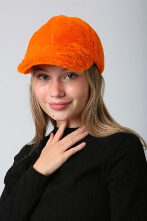 کلاه نارنجی زنانه خز مصنوعی FELLMENS - کد 350927657