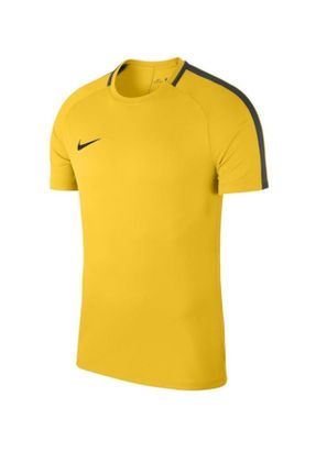 تی شرت زرد مردانه اسلیم فیت یقه گرد پلی استر تکی پوشاک ورزشی کد 4076563