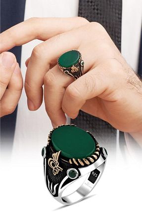 انگشتر نقره نارنجی مردانه عقیق ALYANSEVİM - کد 51701464