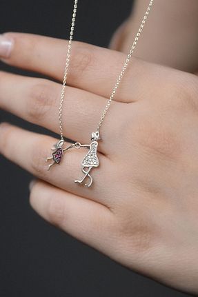 گردنبند نقره صورتی زنانه 925 عیار Papatya Silver - کد 140820249